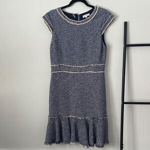 Rebecca Taylor Blue and Cream Tweed Dress